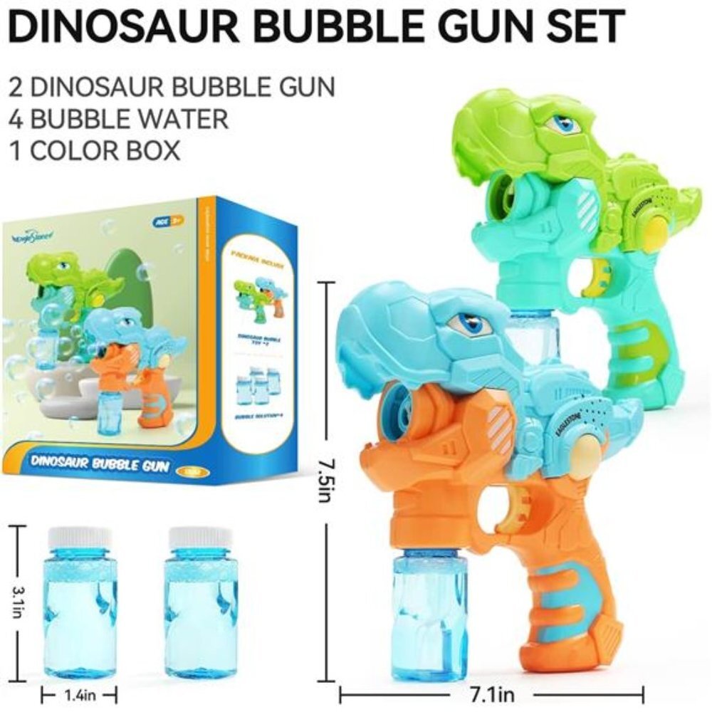 2 Bubble Guns Machine for Toddlers, with 4 Refill Solution for Kids